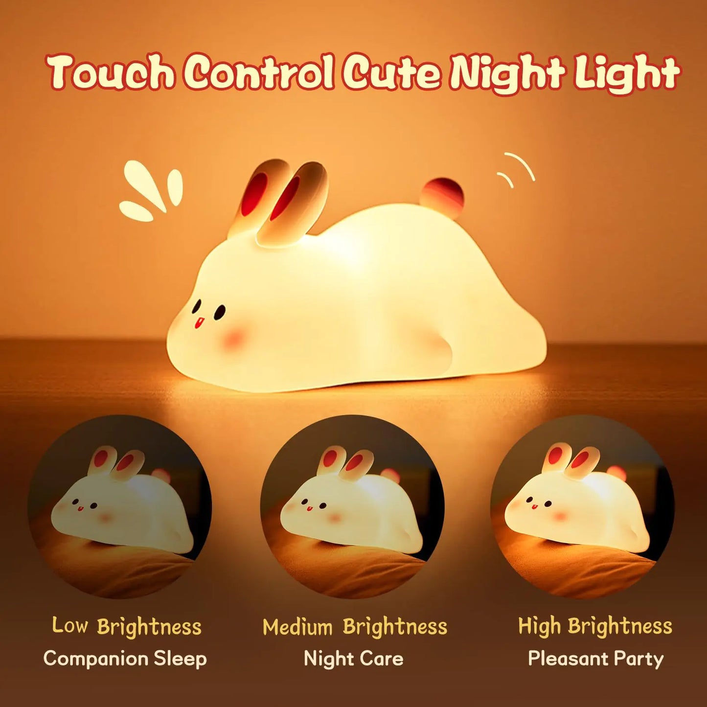 LumiBunny™ Touch Night Light – Soft Silicone LED Lamp